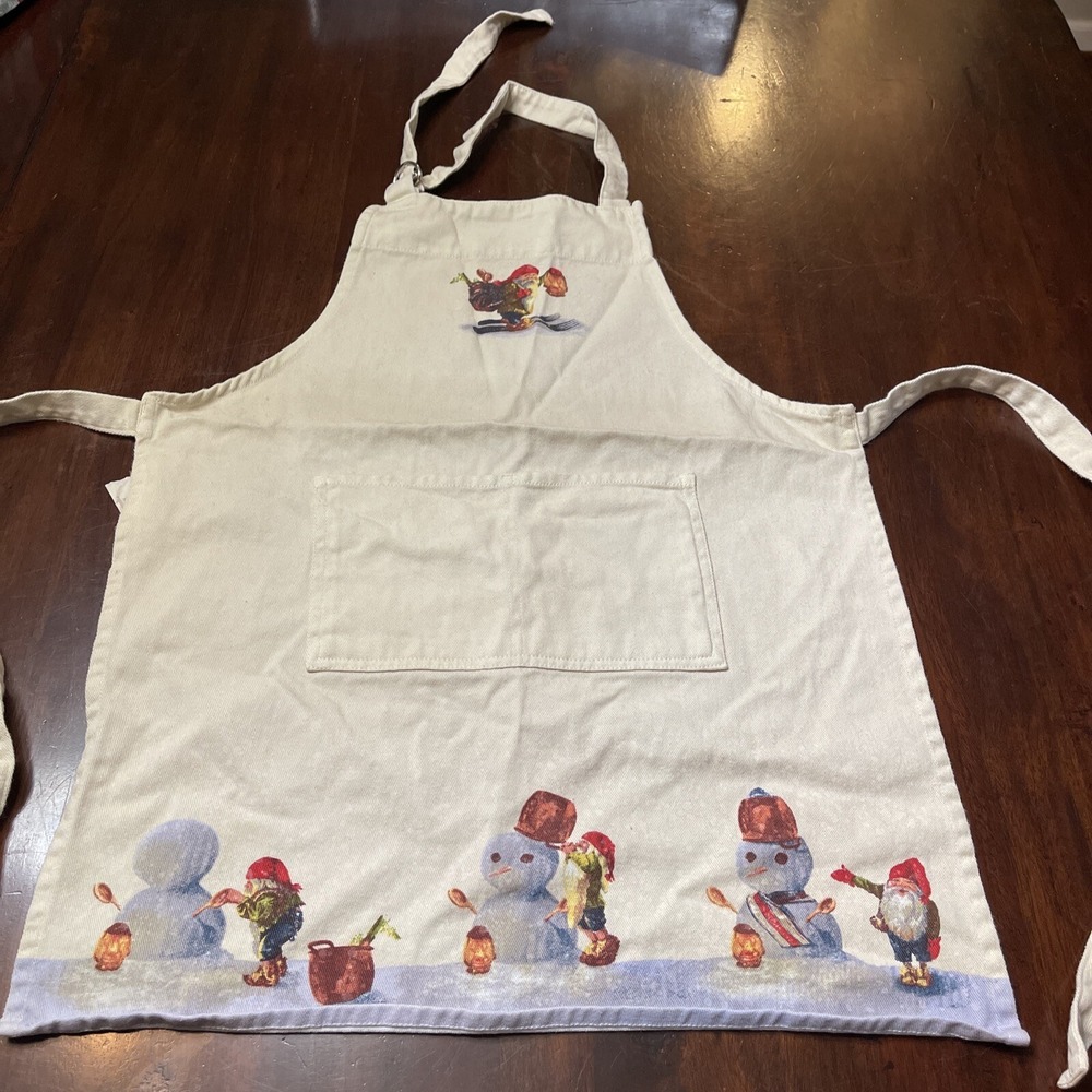 Williams Sonoma Kids Childrens Christmas Apron Nordic Elves Baking Cooking Gnome - Picture 2 of 7
